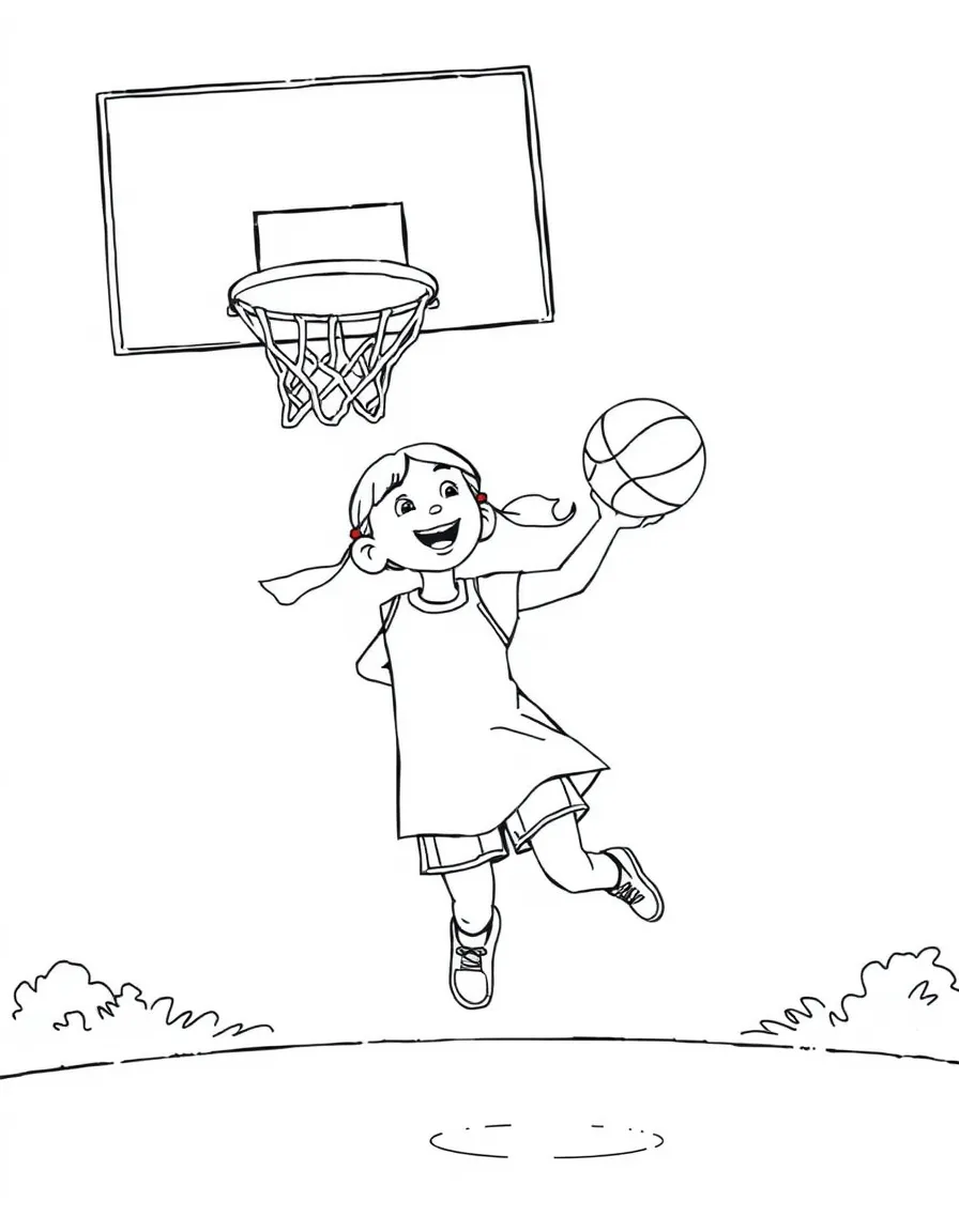 A cheerful little girl shooting hoops in Indiana.