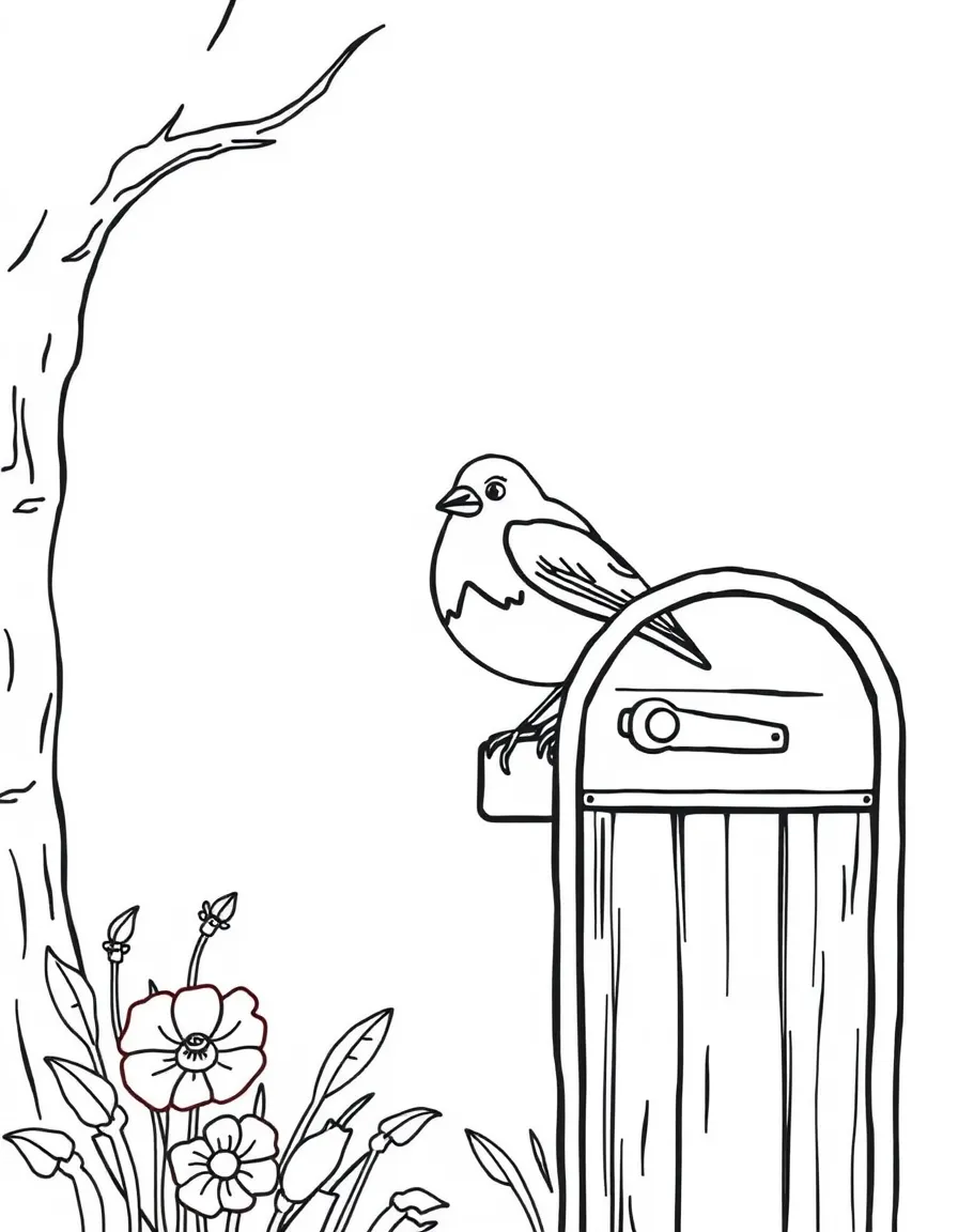 A friendly robin perched on a mailbox in Michigan.