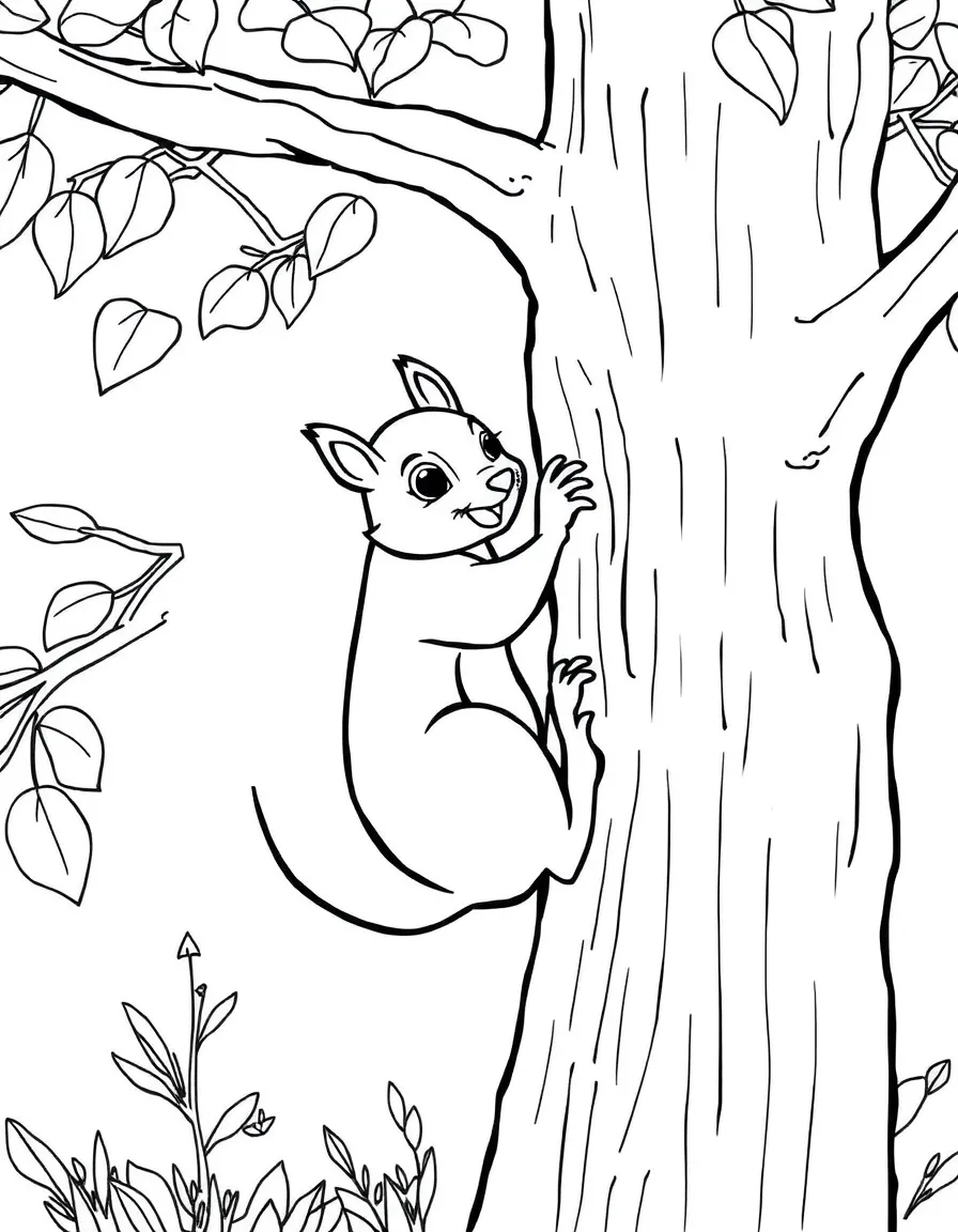 A friendly squirrel climbing a tree in Ohio.