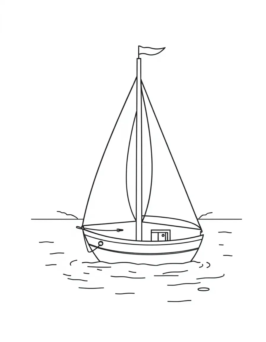 A cute little sailboat sailing in a bay in Rhode Island.