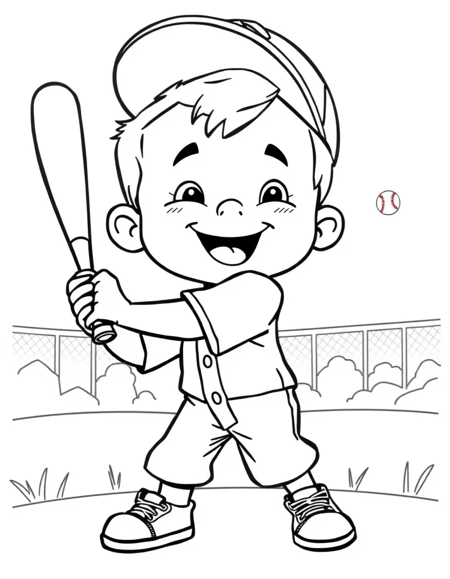 A cheerful little boy playing baseball in New Jersey.