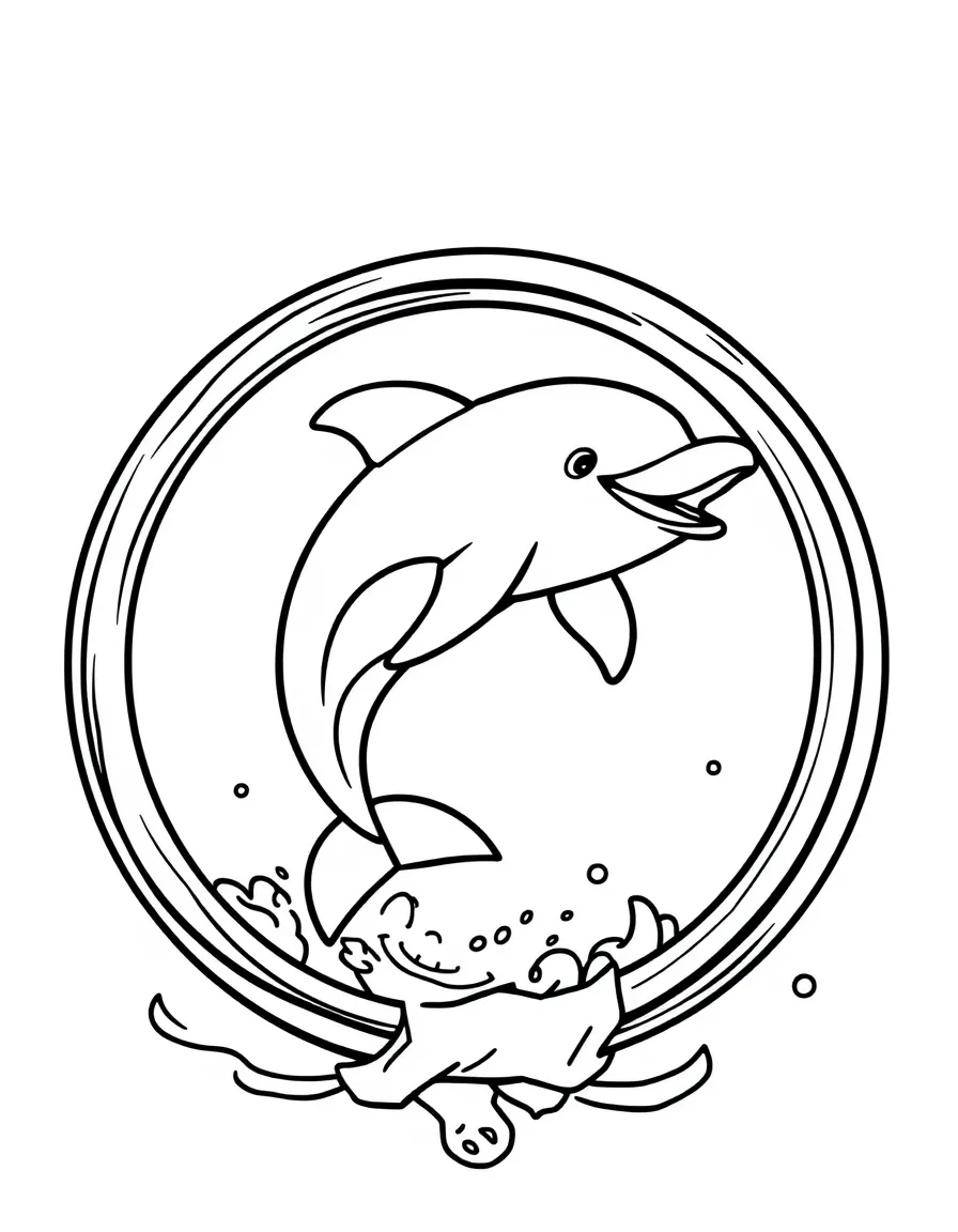 A joyful dolphin jumping through a hoop in Florida.