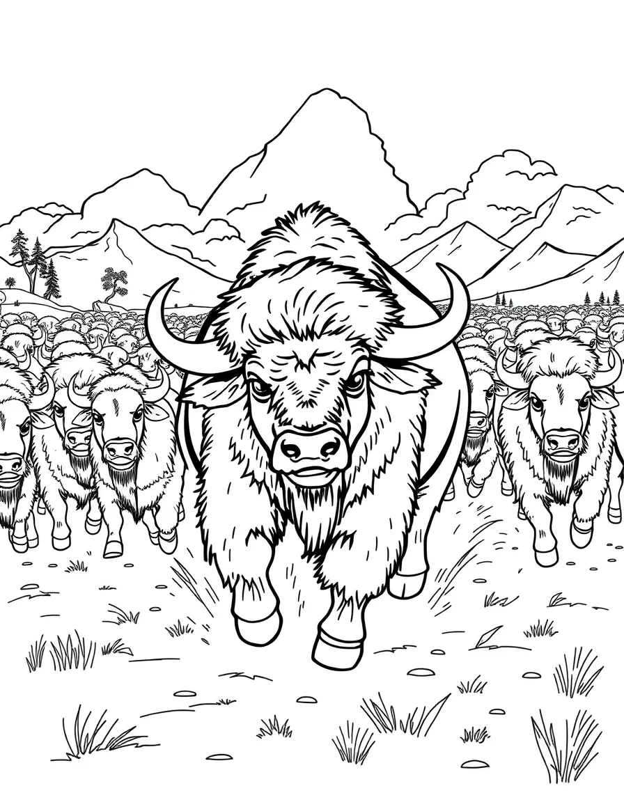 A bubbly bison running in a stampede in Wyoming.