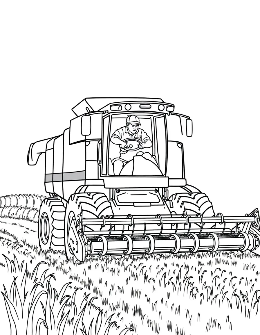 A busy farmer driving a combine harvester in Iowa.