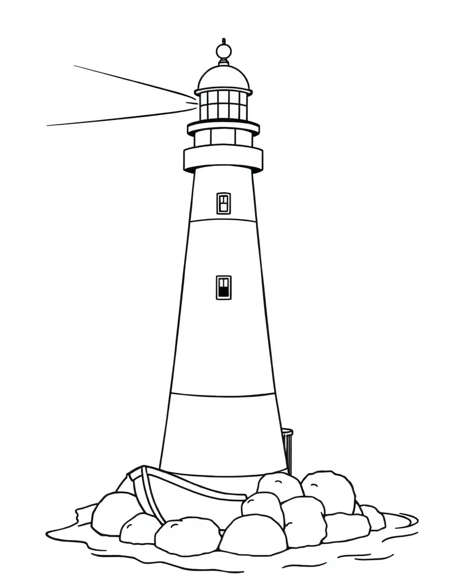 A cute little lighthouse with a boat sailing by in Rhode Island.