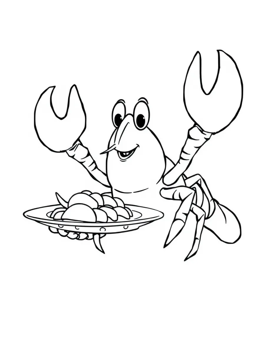 A friendly lobster serving a plate of food in Maine.