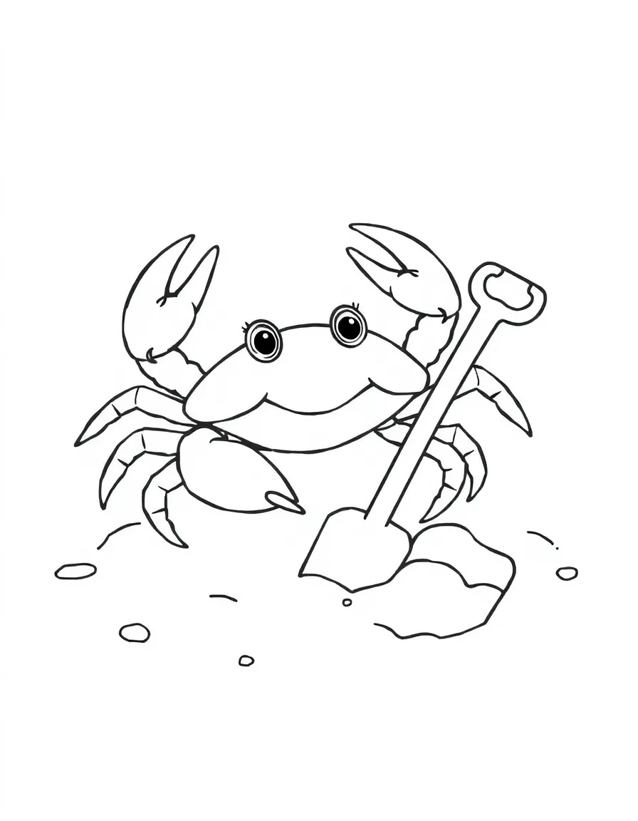 A little crab playing in the sand with a shovel in South Carolina.