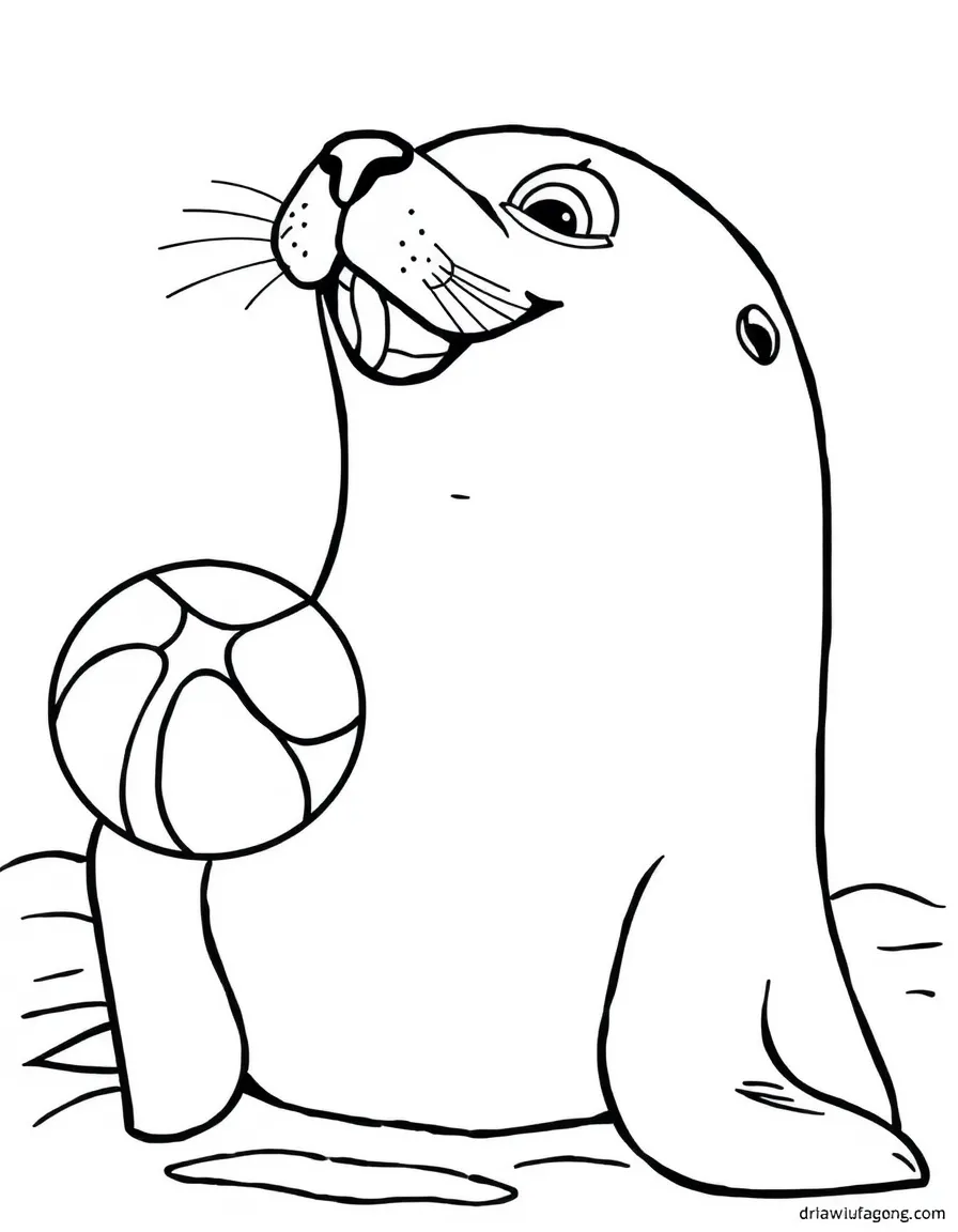 A joyful sea lion balancing a ball on its nose in Florida.