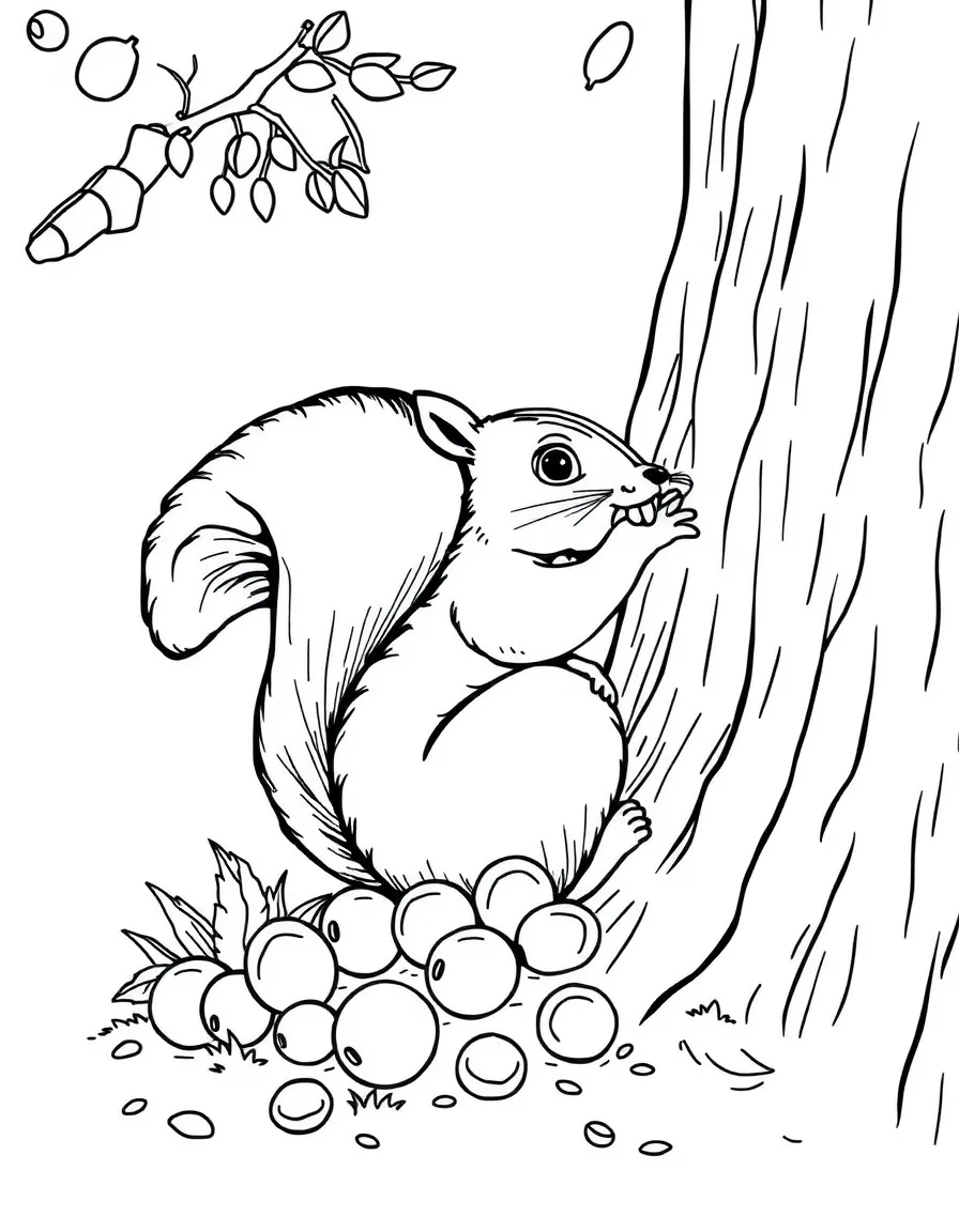 A playful squirrel burying nuts in a tree trunk in North Carolina.