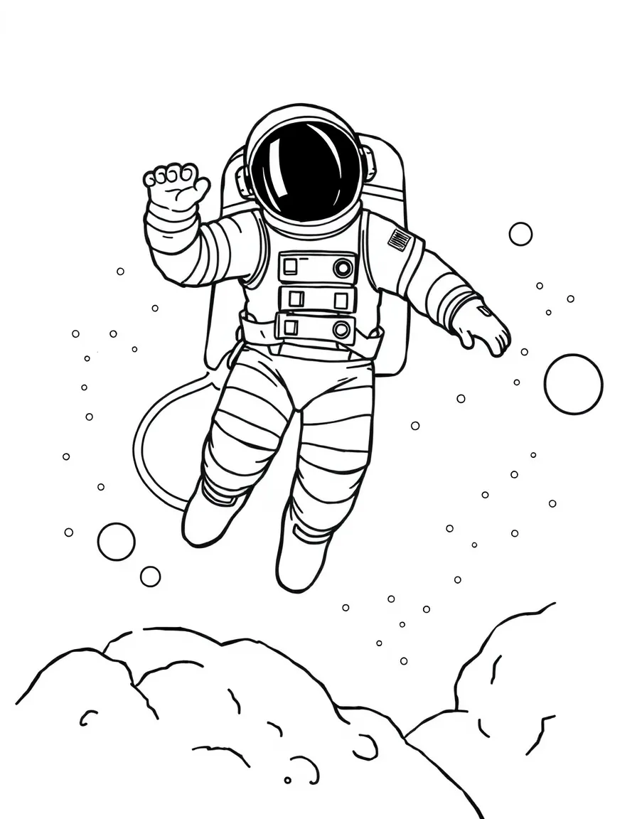 A brave astronaut floating in space above Alabama.