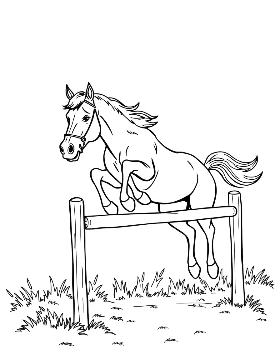 A happy horse jumping over a hurdle in Kentucky.