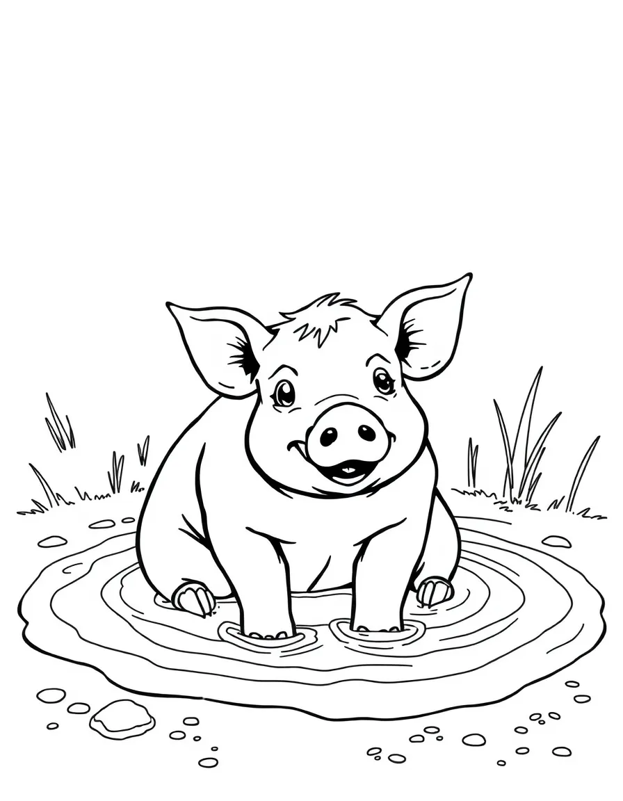 A happy pig sitting in a mud bath in Arkansas.