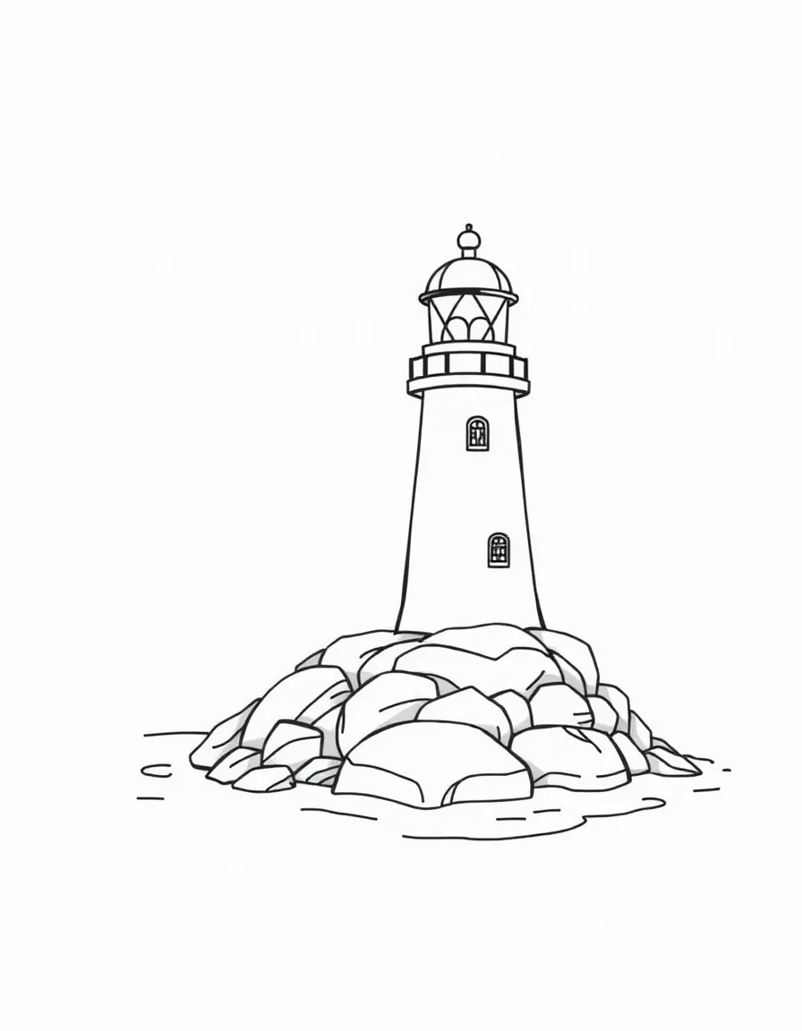 A cute little lighthouse on a rocky shore in Rhode Island.