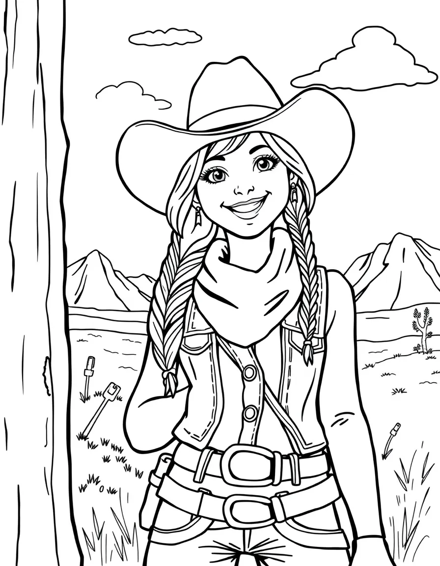 A happy cowgirl with a rope in Colorado.