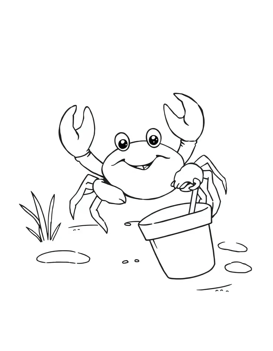 A little crab playing with a bucket and spade in South Carolina.