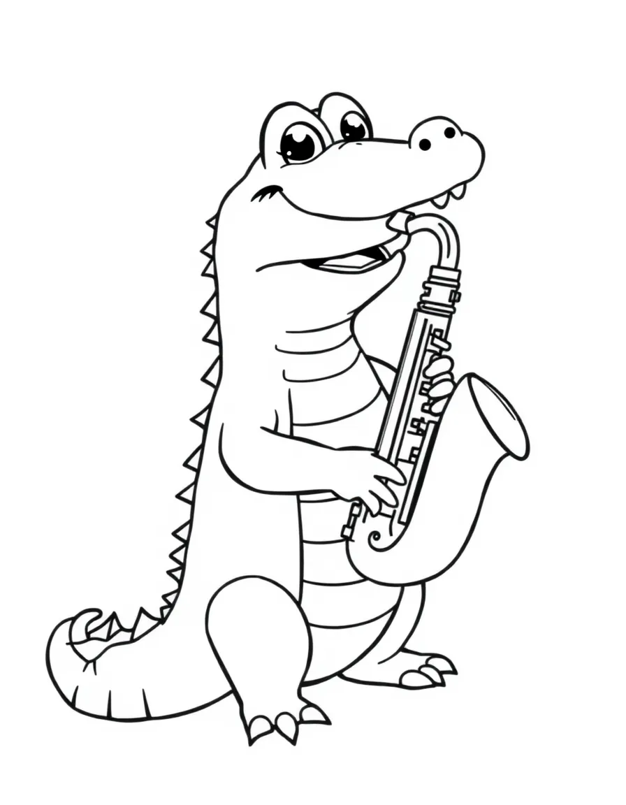 A cute little alligator playing the saxophone in Louisiana.