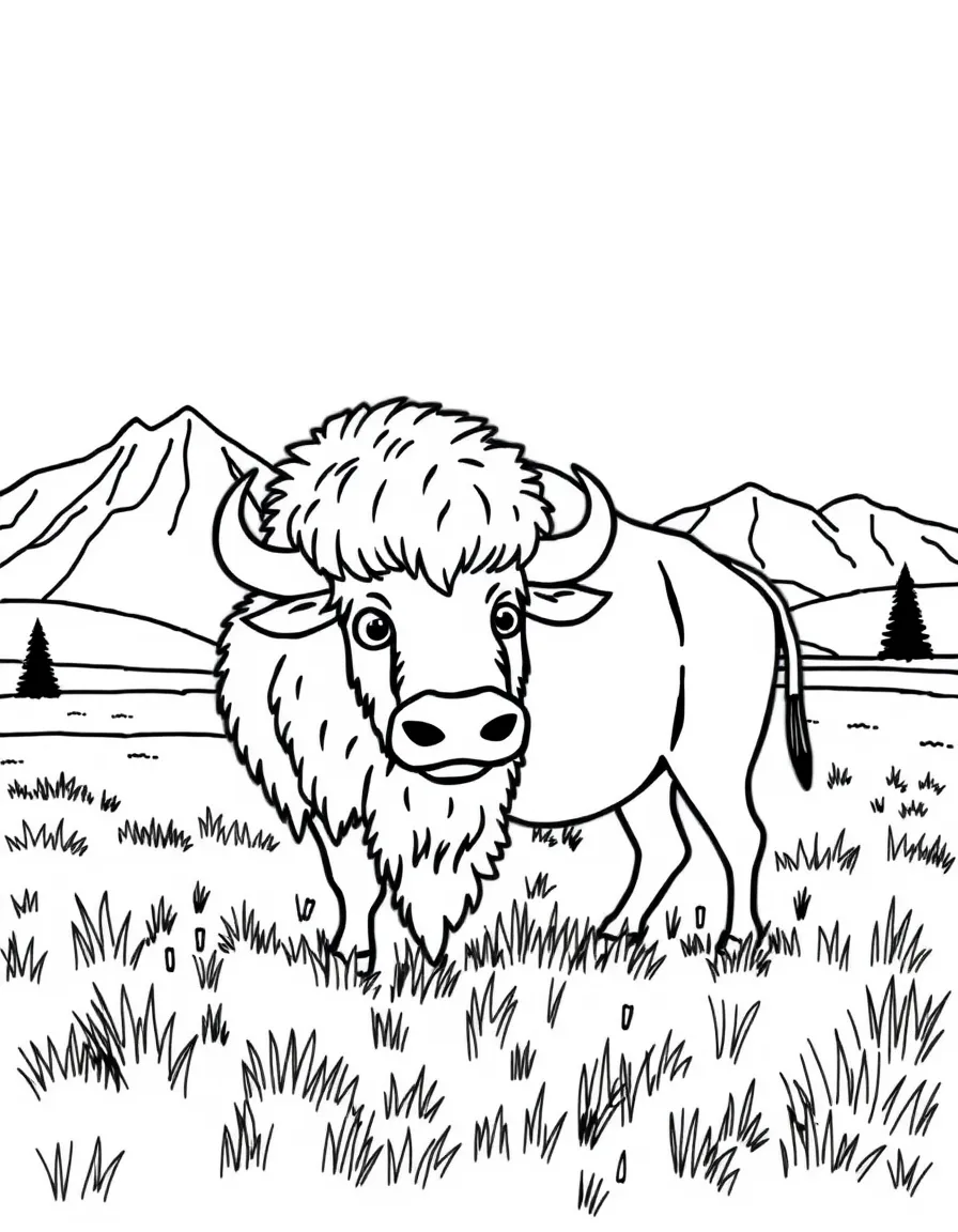 A bubbly bison grazing peacefully in Wyoming.