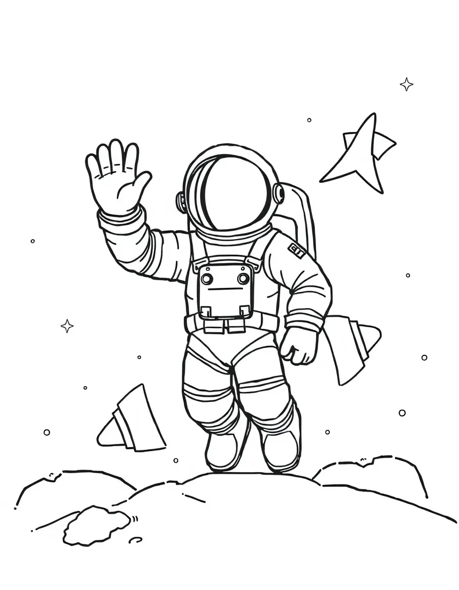 A brave astronaut waving from a spaceship in Alabama.