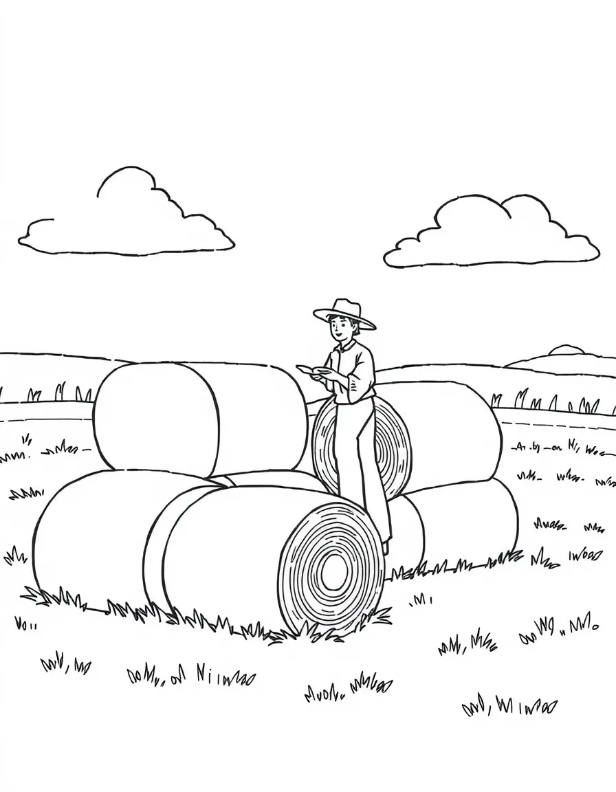A busy farmer stacking hay bales in Iowa.