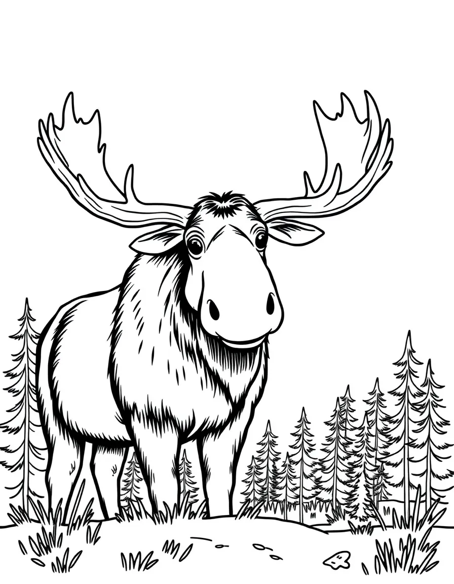 A friendly moose with big antlers in New Hampshire.