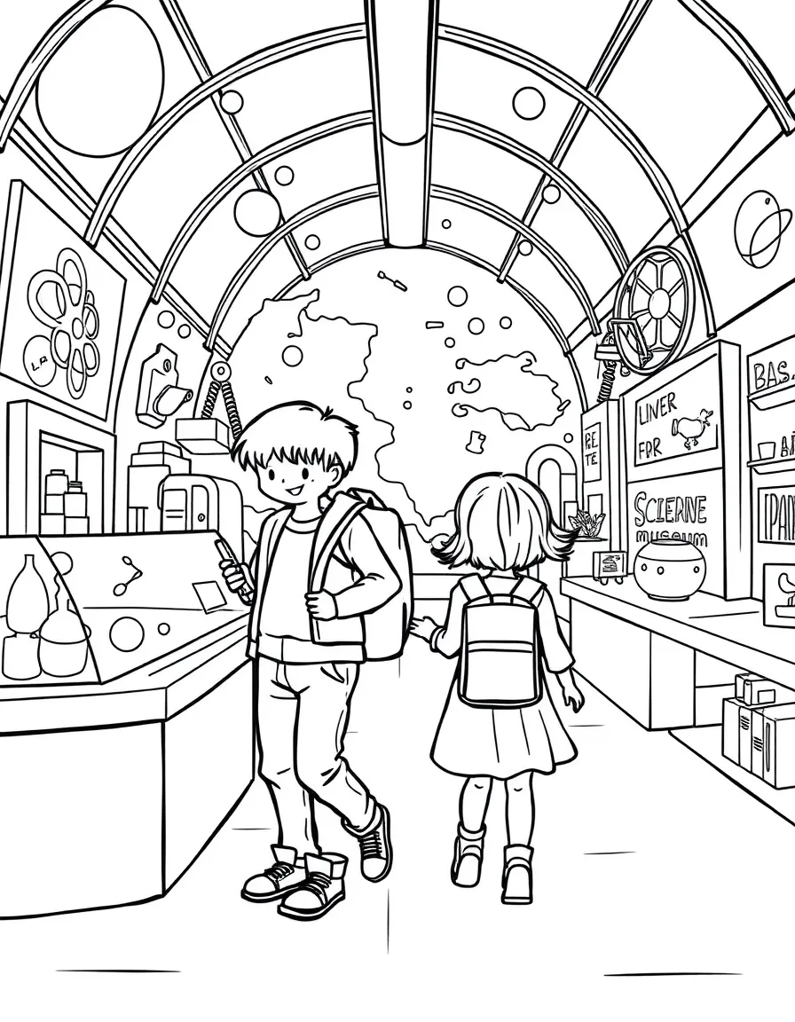 A little boy and girl exploring a science museum in Pennsylvania.