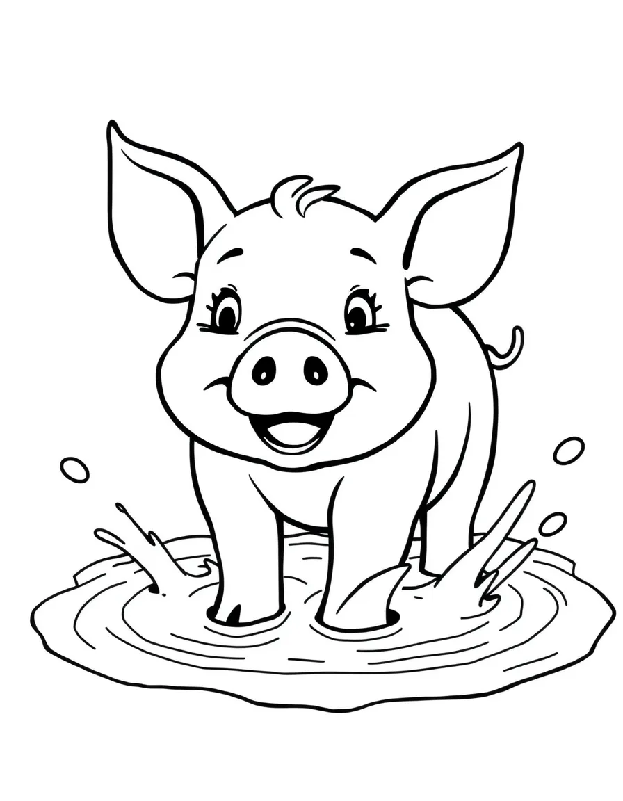 A happy pig in a mud puddle, splashing around in Arkansas.