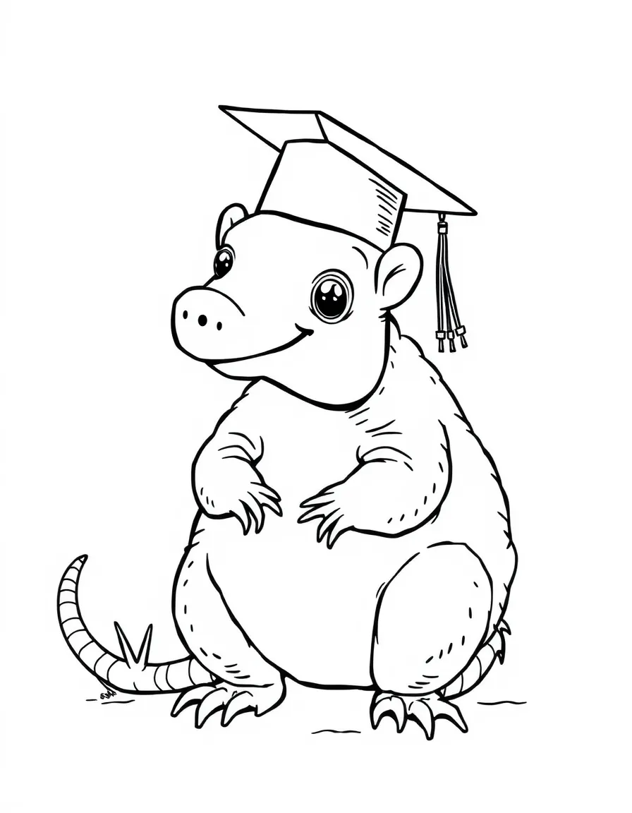 A friendly armadillo wearing a graduation cap in Texas.