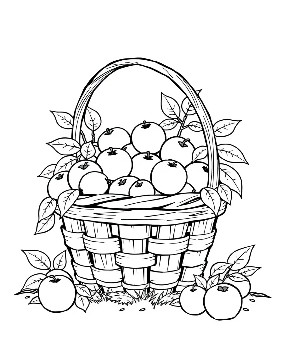 A cheerful apple picking basket overflowing in Washington.