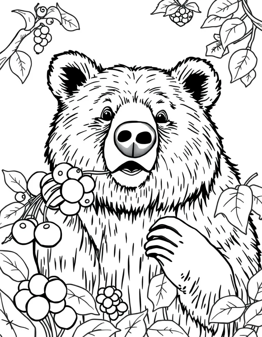 A curious bear eating berries in Oregon.