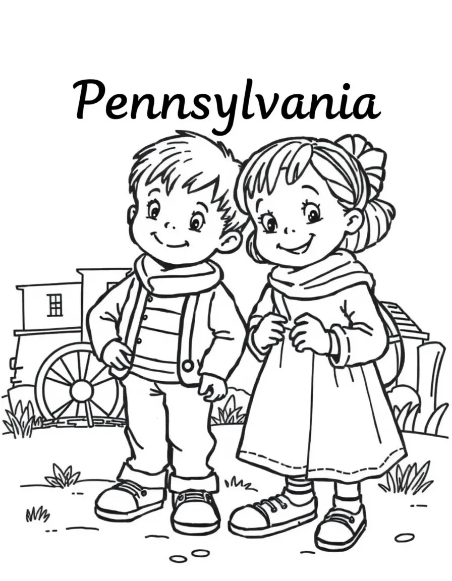 A little boy and girl learning about history in Pennsylvania.