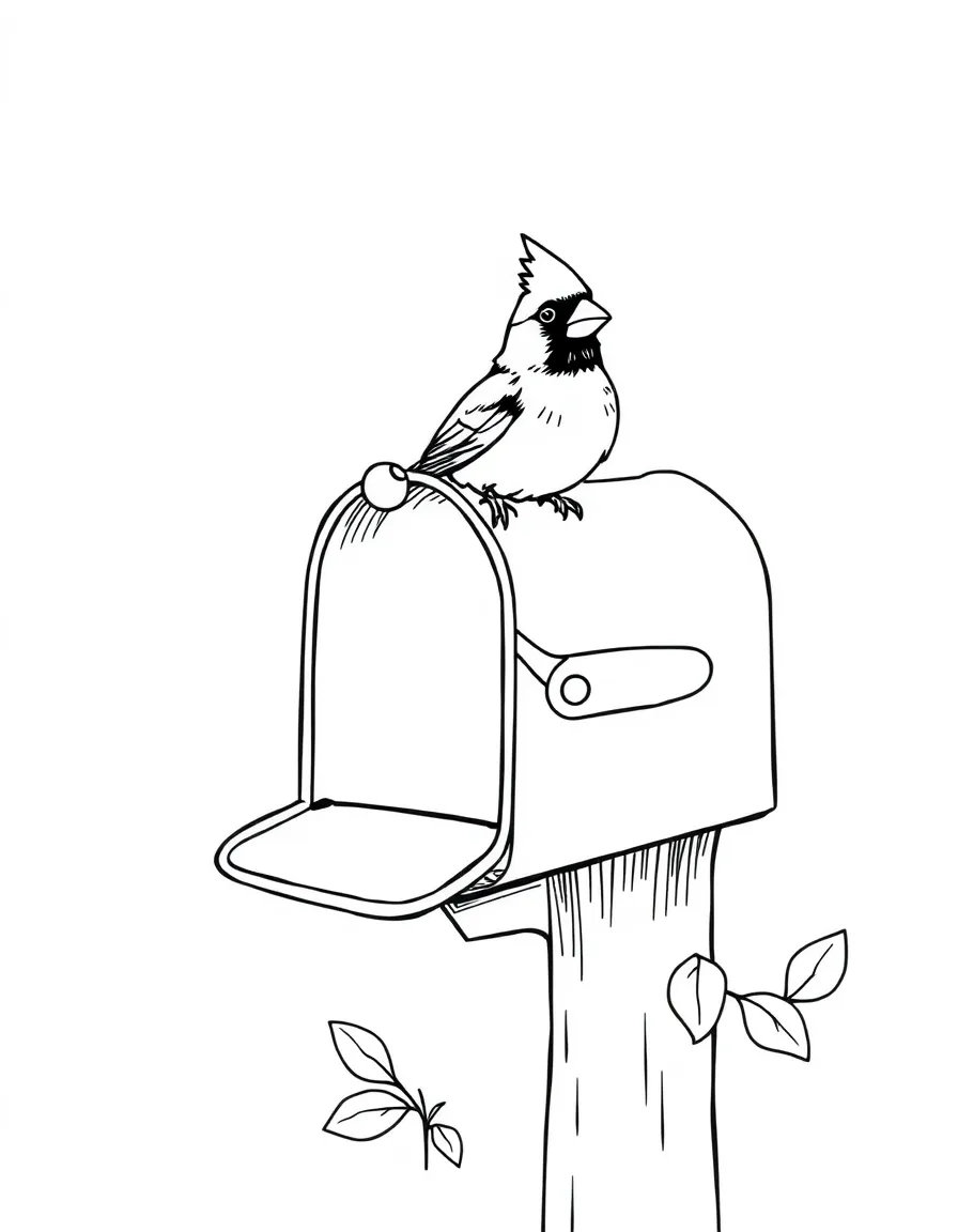 A cute cardinal perched on a mailbox in Virginia.