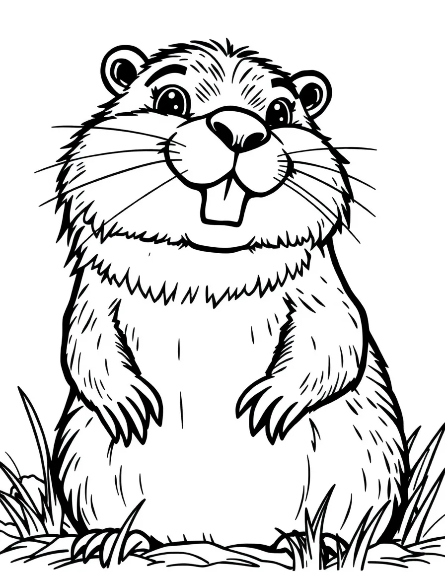 A happy beaver with a determined look, building in Minnesota.