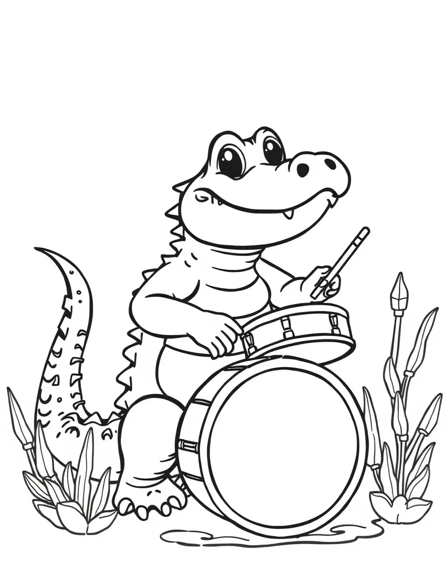 A cute little alligator playing the drums in Louisiana.