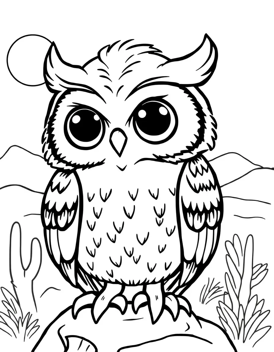 A smiling desert owl with big eyes in Arizona.
