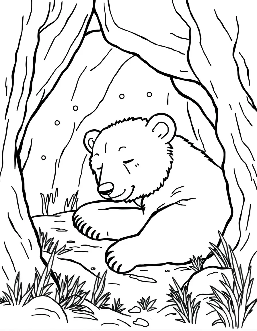 A curious bear sleeping in a cave in Oregon.