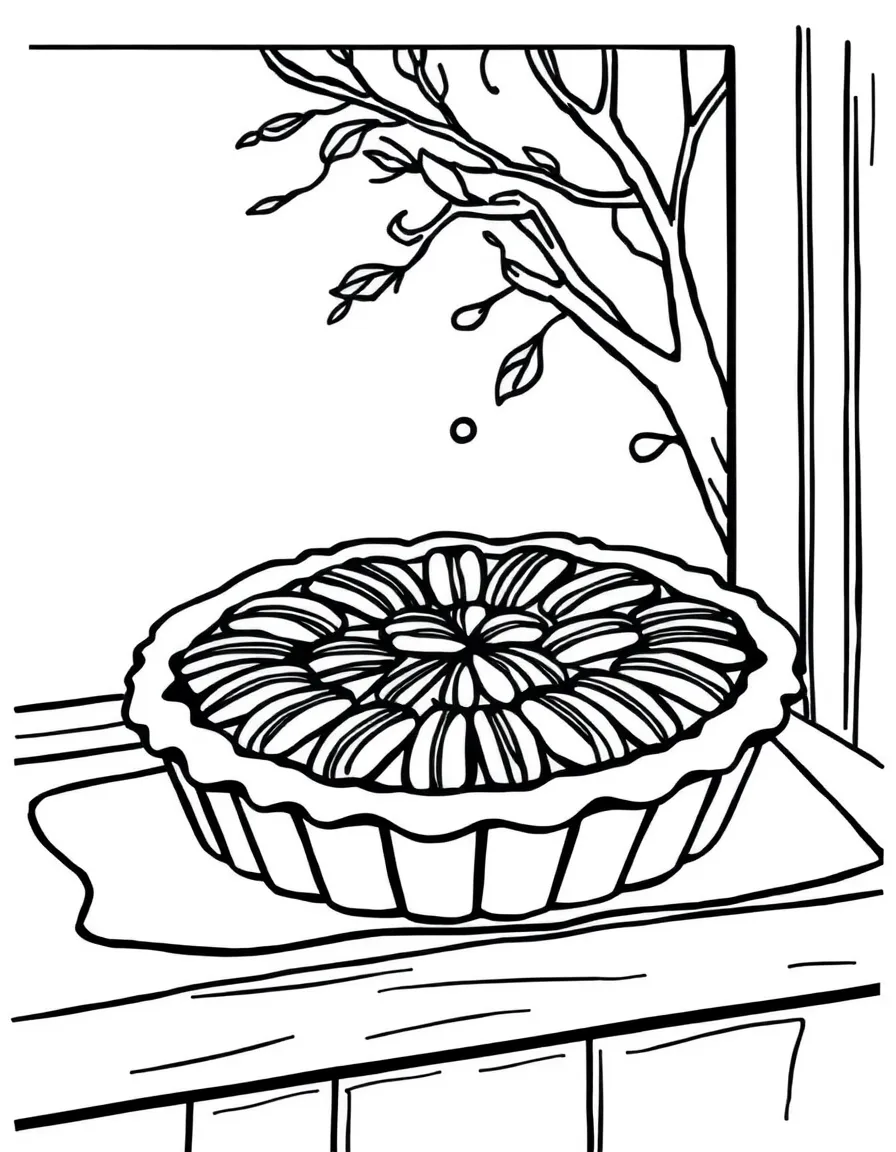 A sweet pecan pie cooling on a windowsill in Georgia.