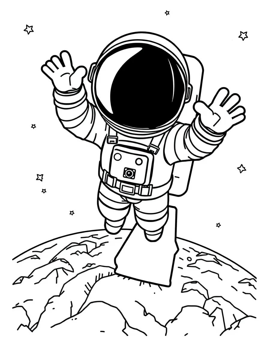 A brave astronaut waving from a space station above Alabama.