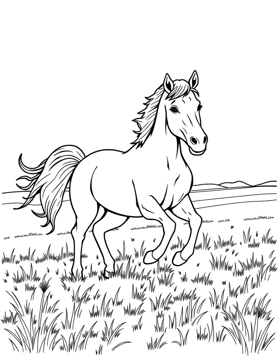 A happy horse galloping in a field in Kentucky.