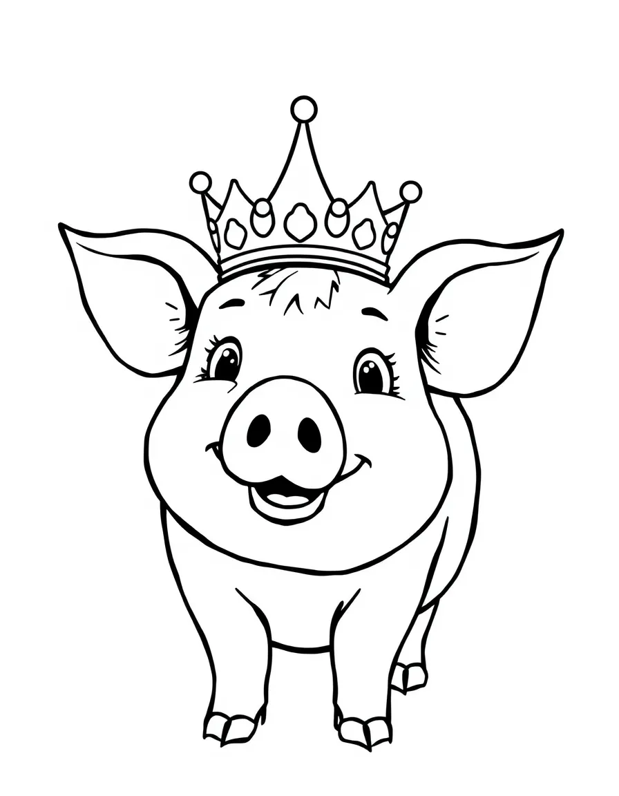 A happy pig wearing a crown in Arkansas.