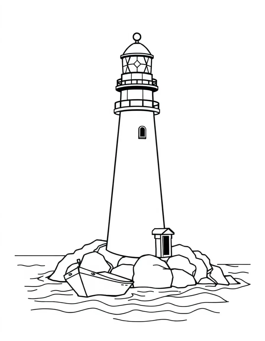A cute little lighthouse with a boat sailing towards it in Rhode Island.