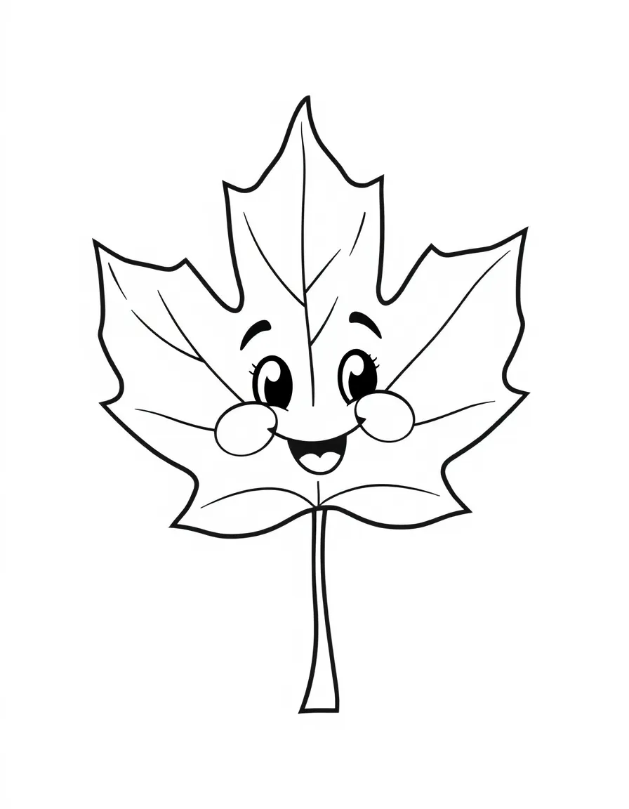 A cute maple leaf with a happy expression in Vermont.