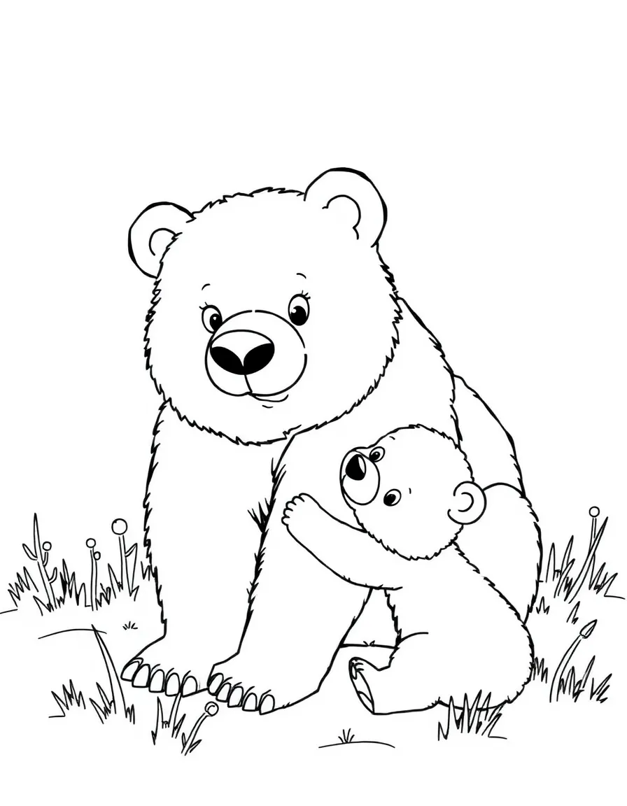A curious bear playing with a cub in Oregon.