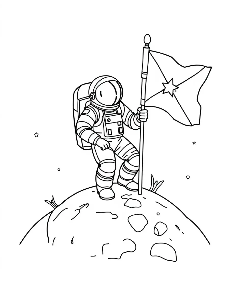 A brave astronaut planting a flag on a planet in Alabama.