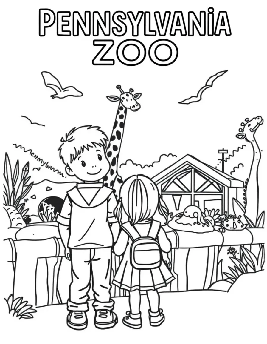 A little boy and girl visiting a zoo in Pennsylvania.