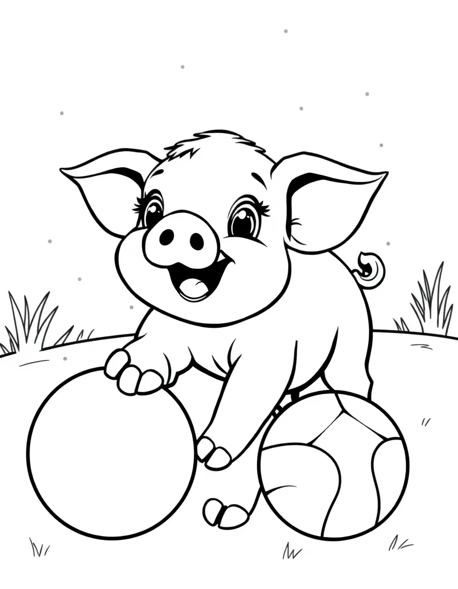 A happy piglet playing with a ball in Arkansas.