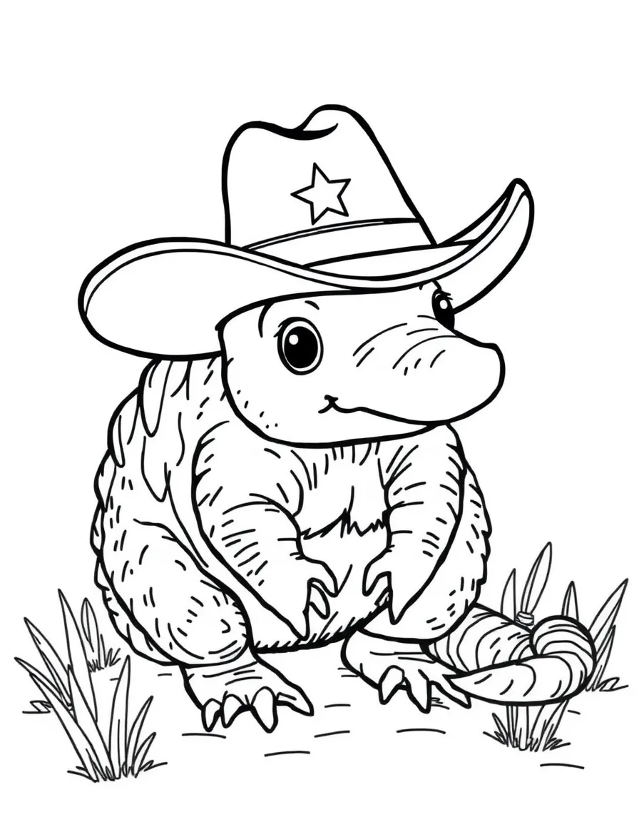 A friendly armadillo with a cowboy hat in Texas.