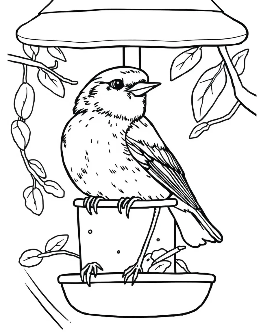 A friendly robin perched on a bird feeder in Michigan.