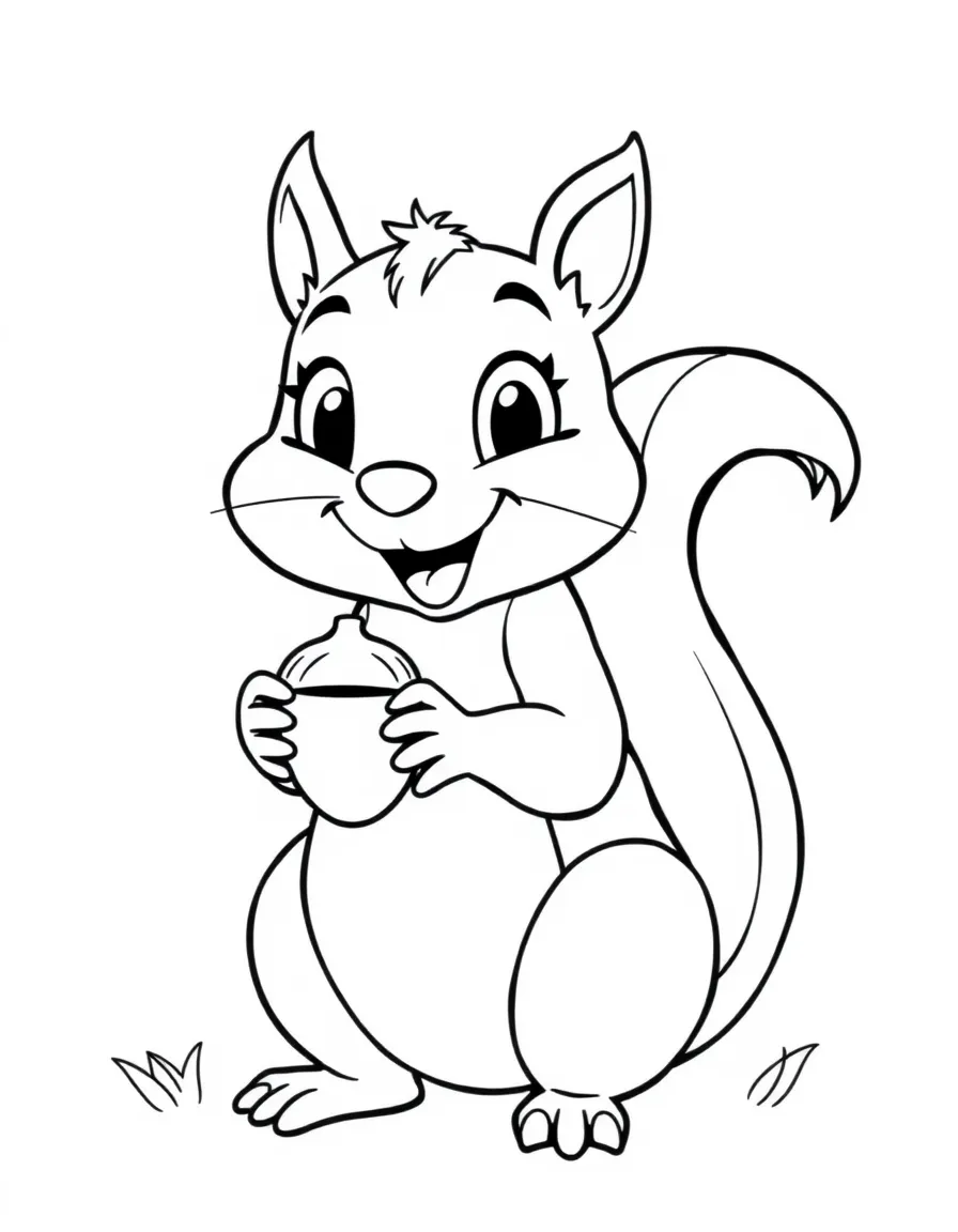 A friendly squirrel holding an acorn and looking happy in Ohio.