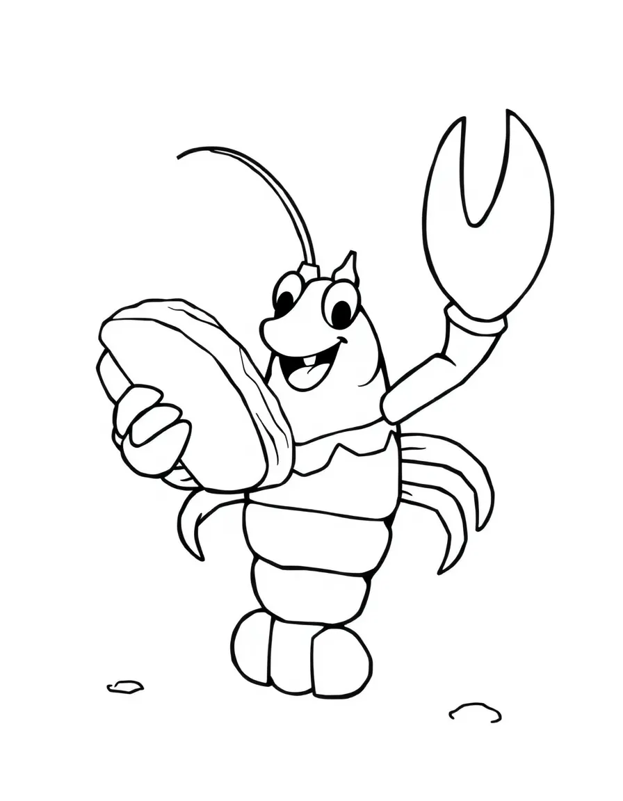 A friendly lobster holding a sandwich in Maine.