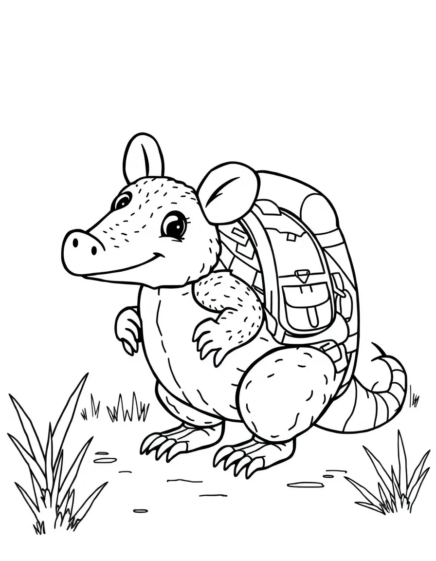 A friendly armadillo with a backpack in Texas.